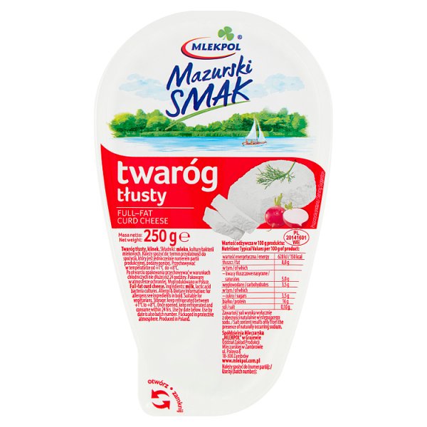 Mlekpol Mazurski Smak Twaróg tłusty 250 g